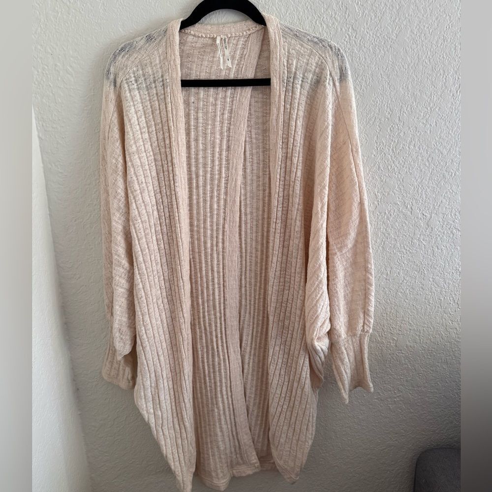 Anthropologie Cream Open-Front Cardigan Sweater